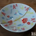 タイトボンド3による割れた食器の修復2枚目(金継ぎ風)