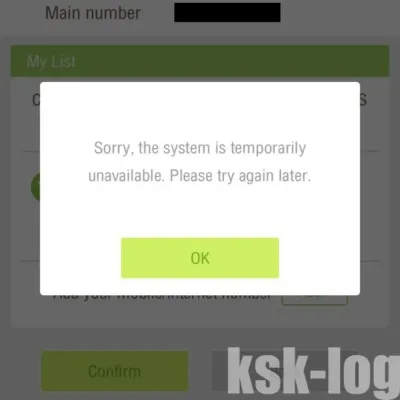 SIM2FlyのMyAIS登録ではsystem unavailableとなる問題について